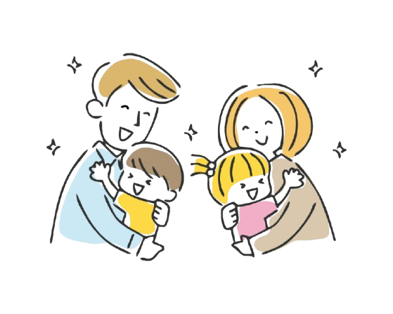 子供を抱く両親のイメージ