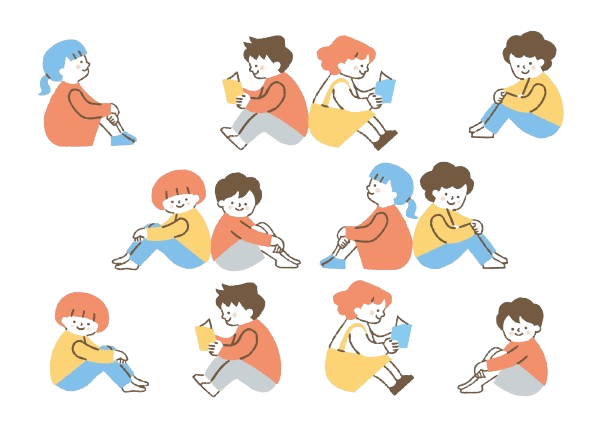 向かい合わせで座る子供のイメージ