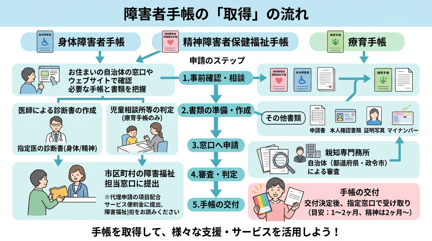 イメージ　障害者手帳の「交付」流れ