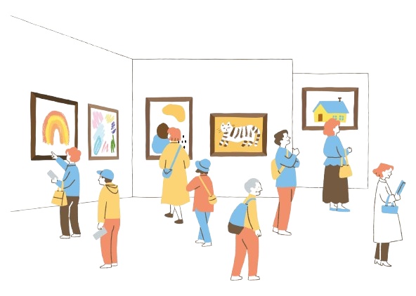 美術館賞をするいろんな人々のイメージ 美術館賞をするいろんな人々のイメージ