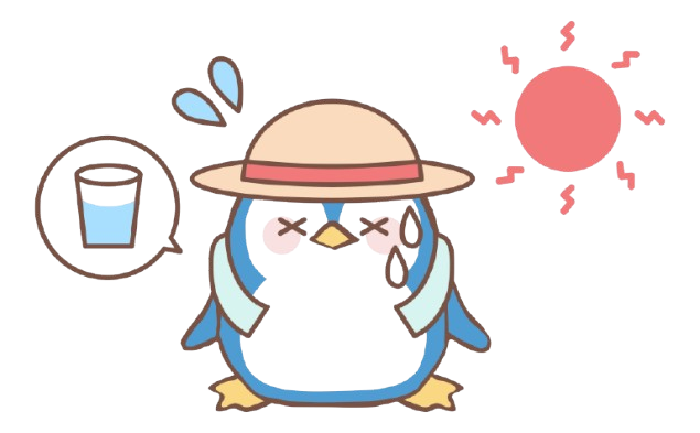 イメージ　暑さでぐったりするペンギン