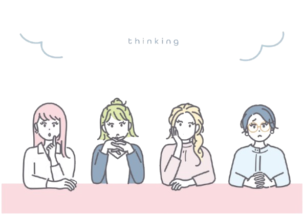 考える女性4人 イメージ