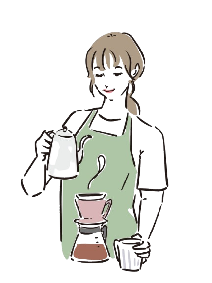コーヒーをドロップする女性 イメージ