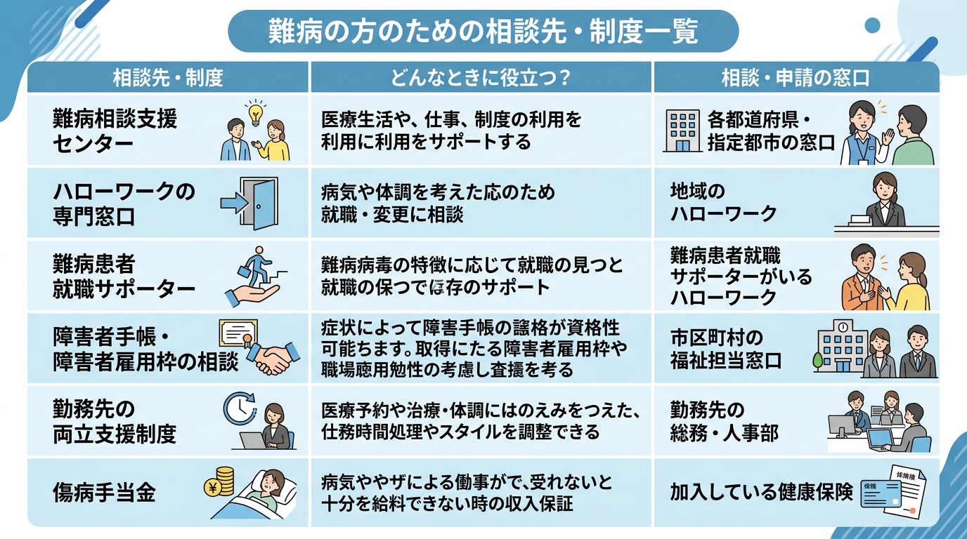 利用できる相談先のイメージ 利用できる相談先のイメージ