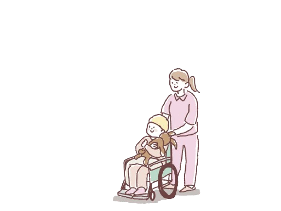 車いすの子供と看護婦 イメージ 車いすの子供と看護婦 イメージ