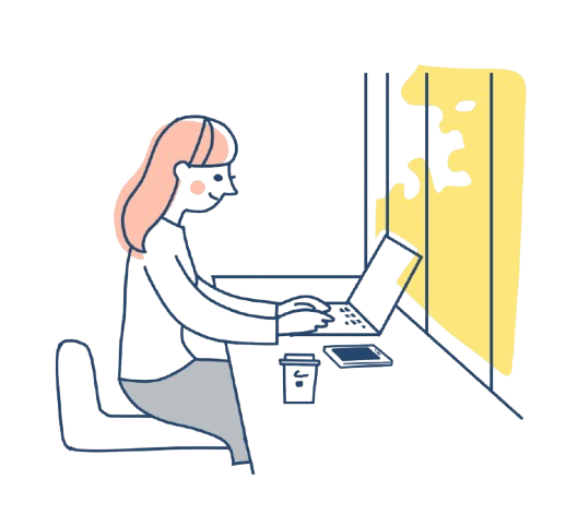 カフェでリモートワークする女性のイメージ カフェでリモートワークする女性のイメージ